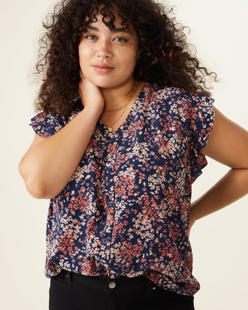 Front of plus size Keira Ruffled Button-Front Top by Marybelle | Dia&Co | dia_product_style_image_id:175828